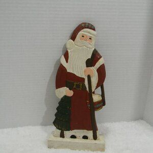 Vintage Santa Wood Carving Folk Art Primitive Father Christmas Tabletop Decor